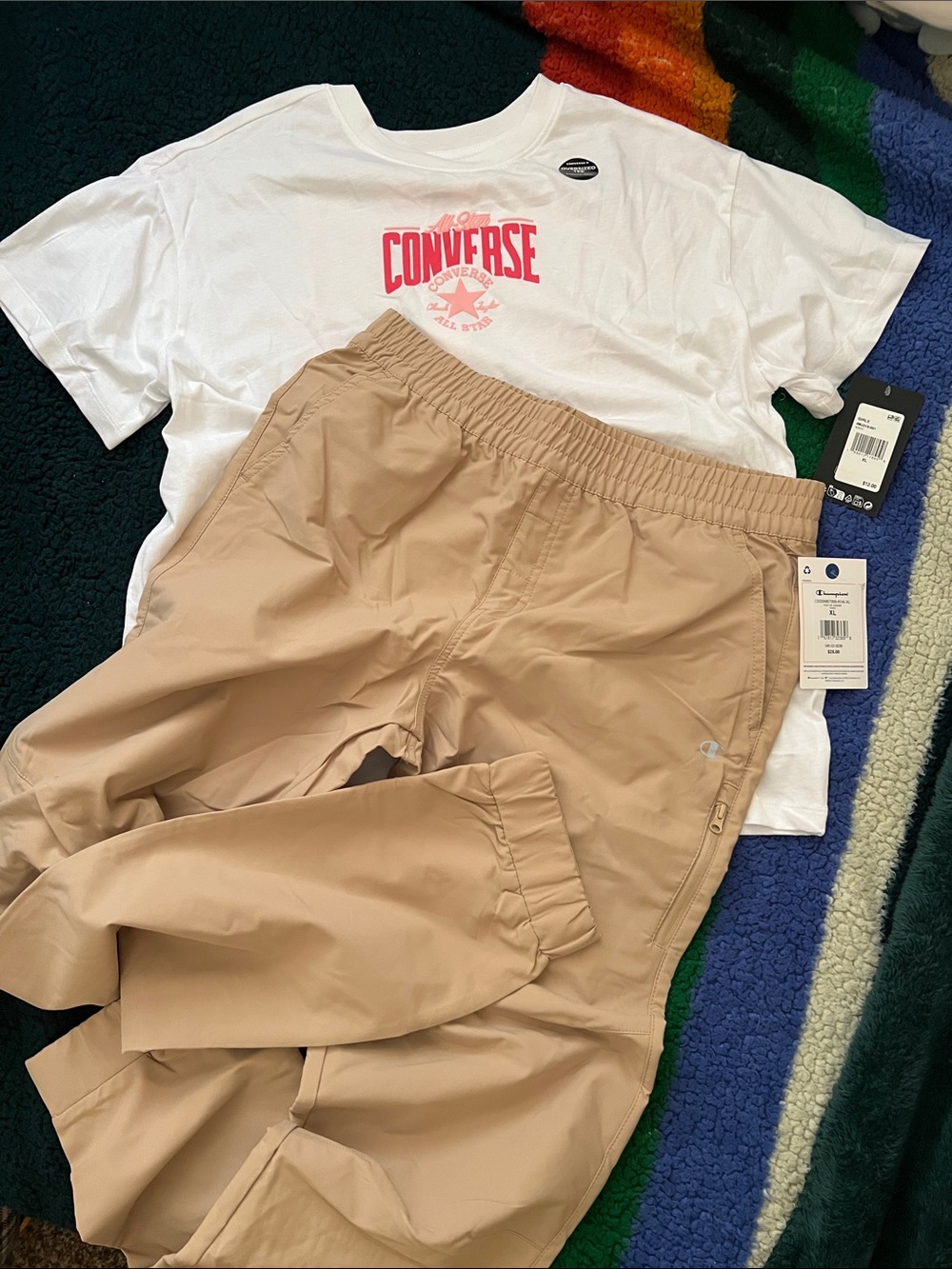 Champion Kids Beige Elastic-Waist Joggers and Shirt